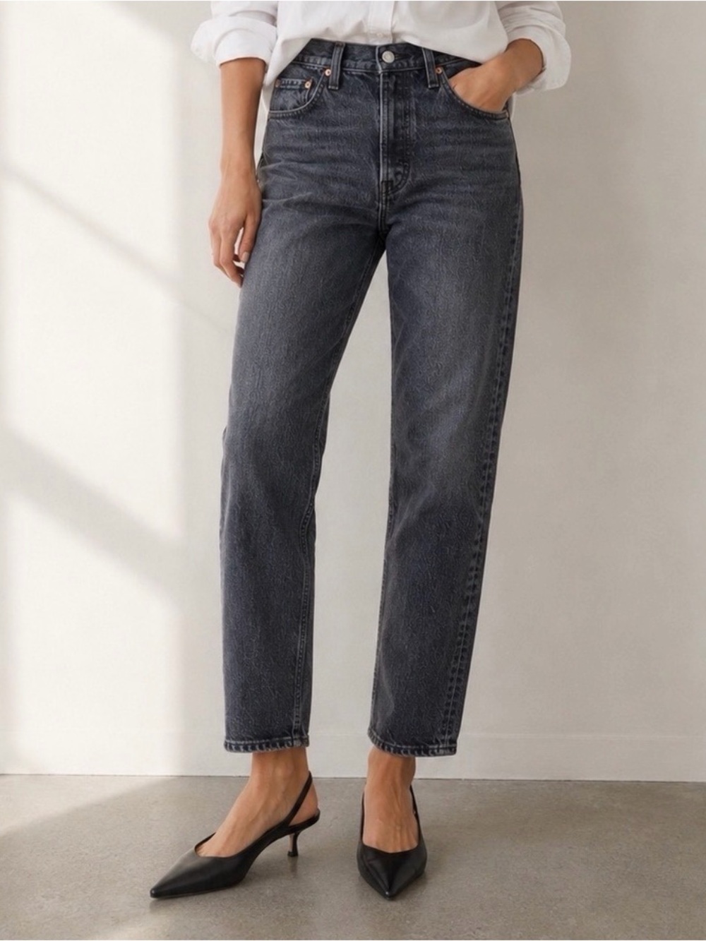 Levi's Black Wash Straight Leg Jeans with Button Fly